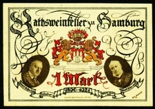 Hamburg. Ratsweinkeller. 1 Mark 1921. UNC