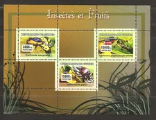 Guinée 2007 n° 2954 / 6 ** Insectes Sauterelle Goliath Corossol Banane Kaki
