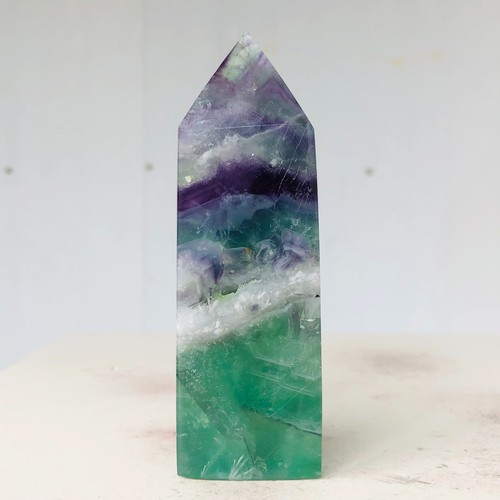 249g Natural snowflake feather Fluorite Quartz Crystal Wand Point Healing B564 - Picture 15 of 17