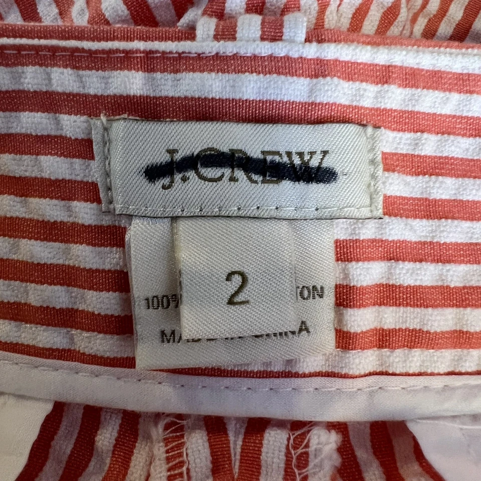 Pantalones Cortos J Crew City Fit 100% Algodón Rosa Blanco Rayas Seersucker Talla 2 Foto 4 de 4