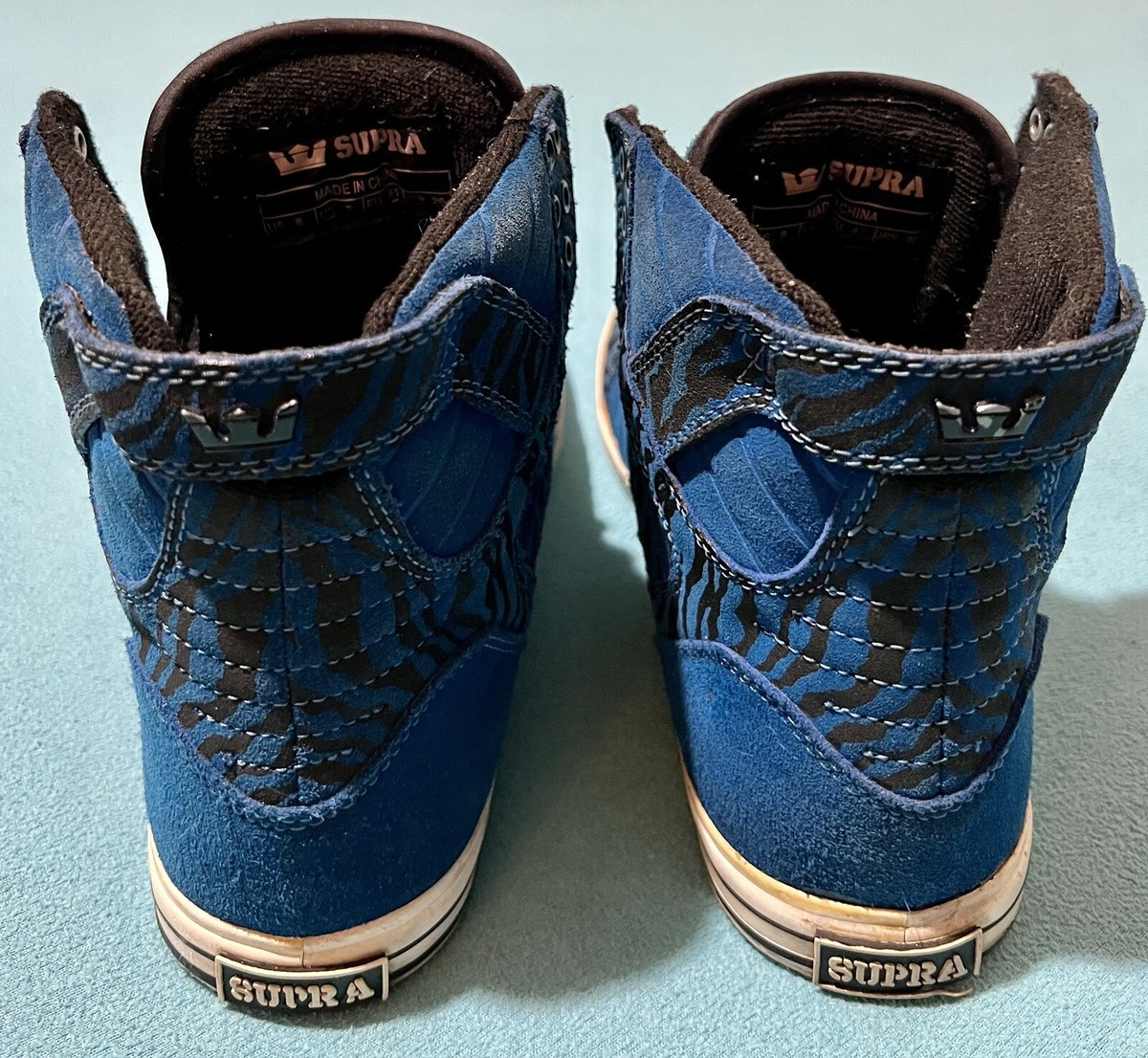 SUPRA / SKYTOP / MUSKA 001 / Size 8 / Tiger Striped / Blue