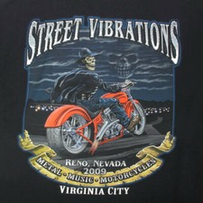 STREET VIBRATIONS 2009 Motorcycle Biker Reno Black Men's T-Shirt Tee size L /700
