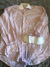 ROBERT GRAHAM Men's French Cuff Button Front Size 44 17 1/2 Pink Striped Shirt