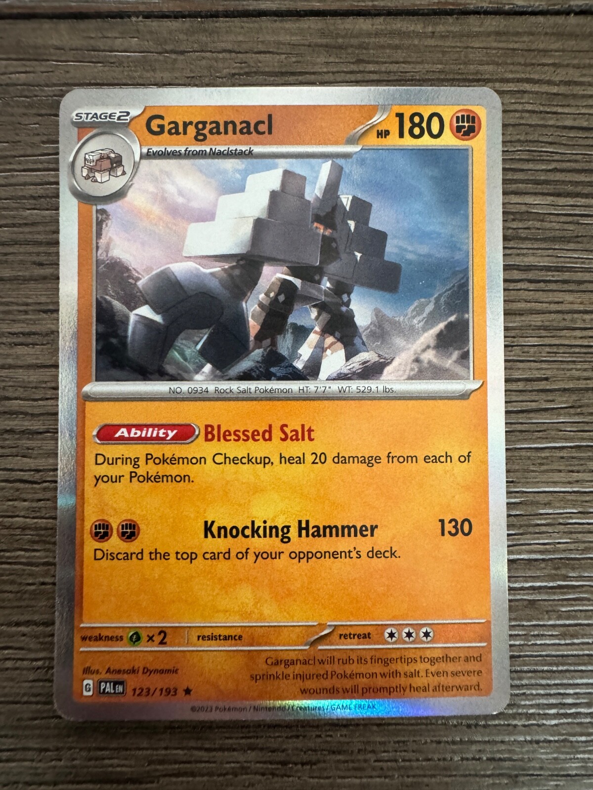 Pokemon Garganacl 123/193 Holo Rare Paldea Evolved - NM/M