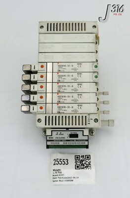 25553 SMC 8 SLOT SOLENOID MANF W/ 3X VQ2101N-51-Q, 2X VQ2201N-51-Q