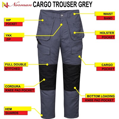 NORMAN Arbeit Cargo-Hose Knieschutztasche Twill Taschen Dreifach Vernäht