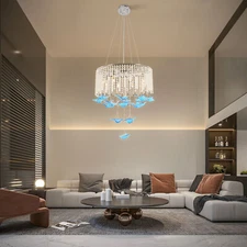 Modern Ceiling Glass Crystal Chandelier Dining Room Pendant Lighting Wall Switch