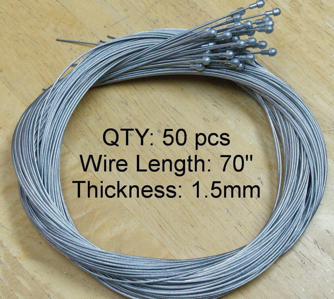 [50] New Road Bike Brake Inner Wire Cable 70" Long - Pear Nipple/ Head