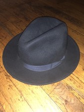 The Hat Shop Navy Wool Felt Fedora Hat Size Medium Made In The USA