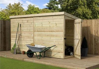 EMS RETAIL Empire 2000 Pent Garden Shed 14X4 SHIPLAP T&G PRESSURE TREATED DOOR RIGHT END