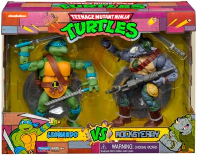 TEENAGE MUTANT NINJA TURTLES Leonardo vs Rocksteady Classic 6'' Action Figure Set