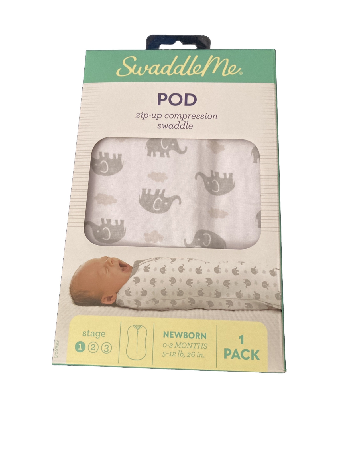 Swaddle Me Sleep Sack Pod Newborn Elephant Unisex Boy/girl Baby Zip Compress