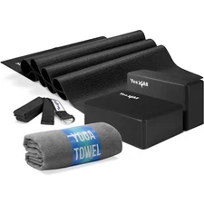 Yes4All Yoga Beginners Kit * Complete Starter Set * 5-Piece Black and Gray