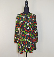 ZARA WOMAN FLORAL STRANWBERRY PRINT FLOWING JUMPSUIT SZ S KEYHHOLE FRONT b4