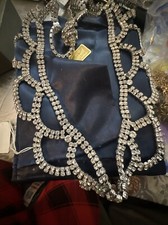 VINTAGE DESIGNER GARNE  RHINESTONE STATEMENT DROP  Long NECKLACE RARE