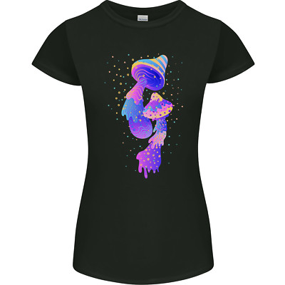 Psychedelic Magic Mushrooms LSD Womens Petite Cut T-Shirt
