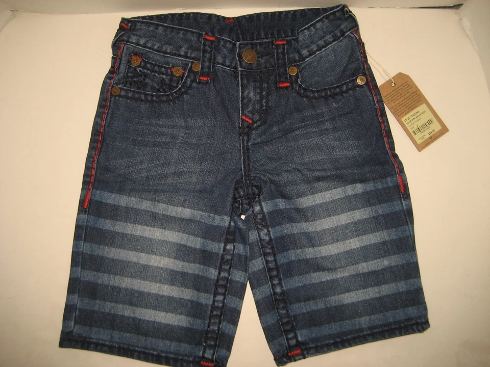 $89 NEW True Religion Brand Jeans Big Kids Boys 10-12 Geno Super T Denim Shorts - Image 4 of 4