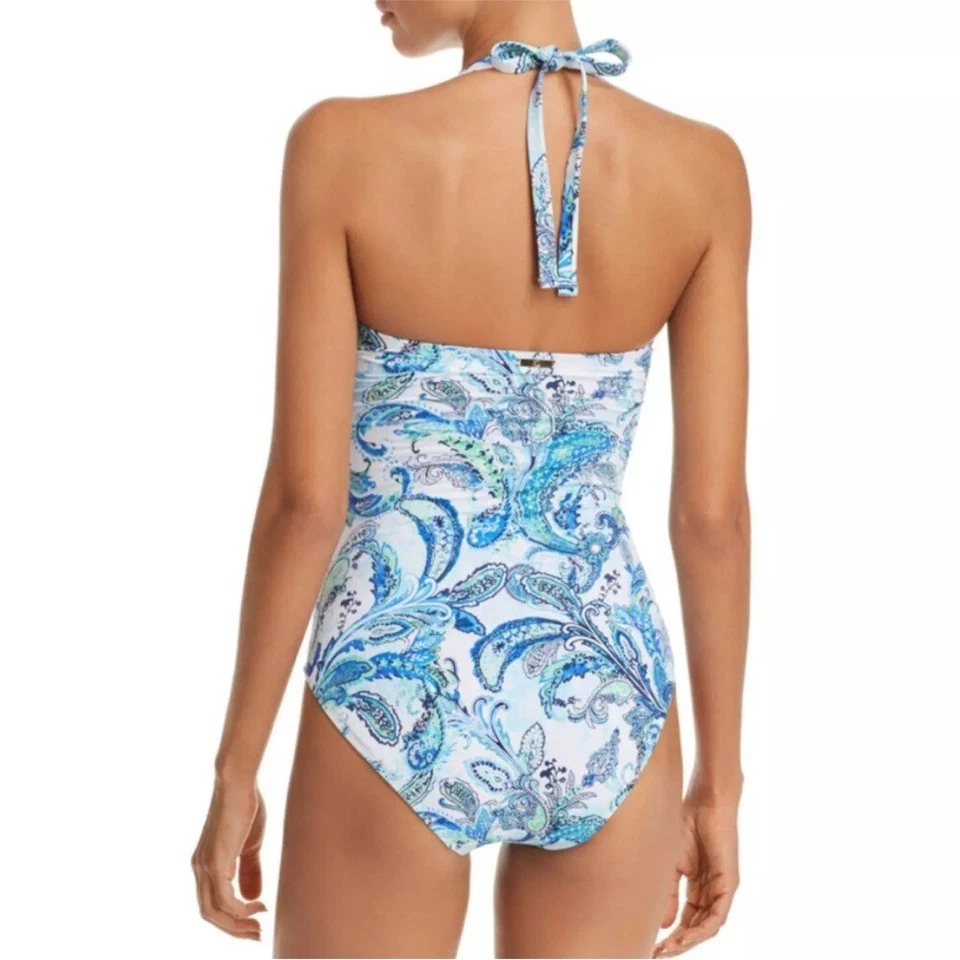Traje de baño Lauren Ralph Lauren azul fiesta cachemir bandeau de una pieza 8 nuevo con etiquetas Foto 2 de 4