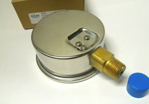 Gauge 4" Face SS Case 0-300 PSI 1/2" NPT Brass Lower No Fill- Dry 262S2 - Picture 2 of 3