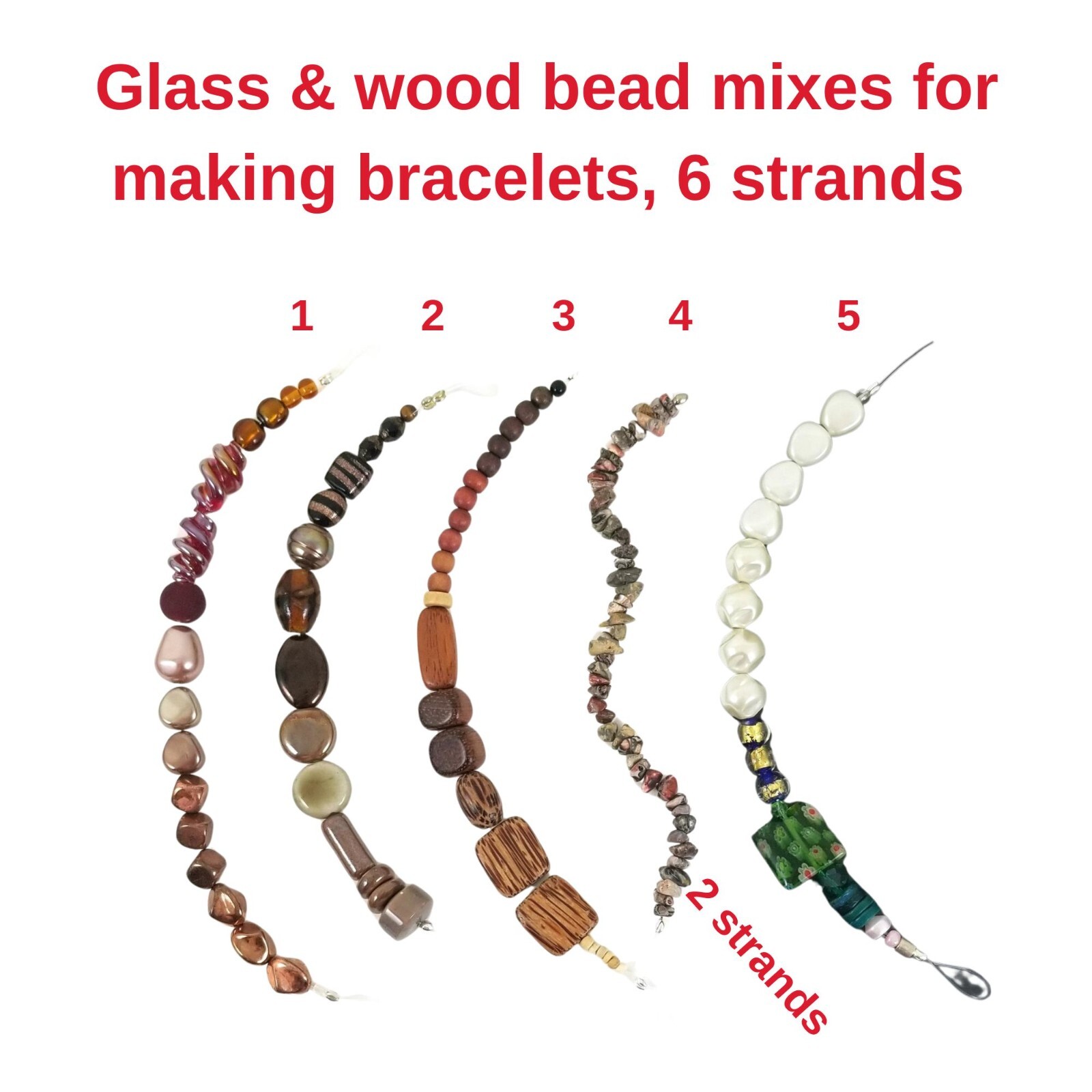 Mixed Material Bracelet Beads in Glass Wood or Unakite 583-0203-image