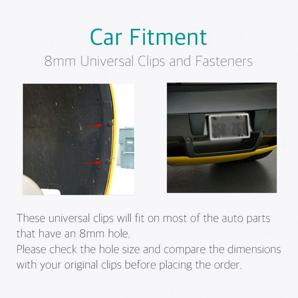 2400 clips para remaches de plástico de orificio de 8 mm retenedor guardabarros parachoques sujetador pasador Foto 2 de 4