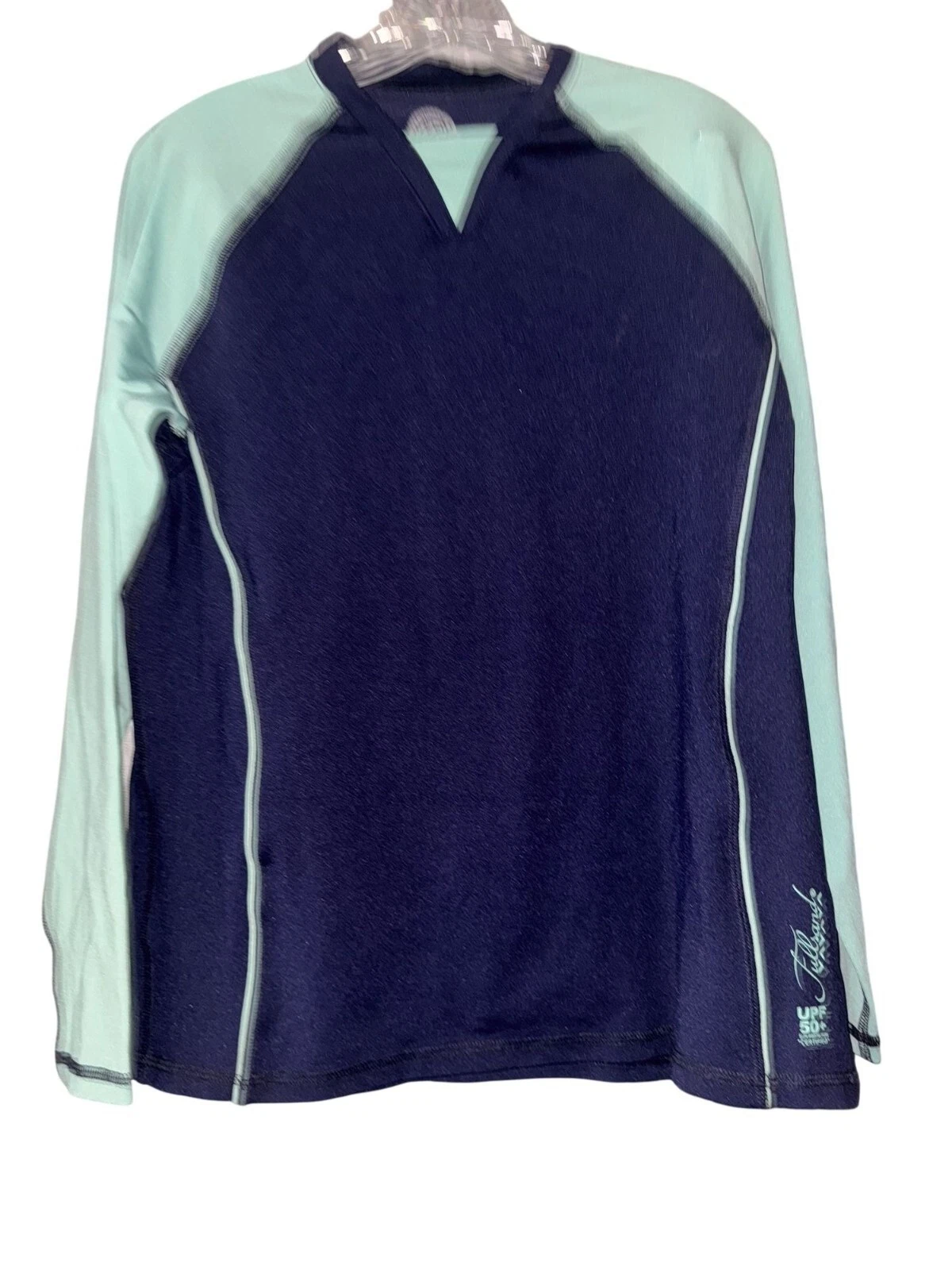 Fullsand Womens UPF 50+ Long Sleeve Swim Shirt Rash Guard XG Navy & Light Blue