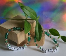 Lot of 2 Glass Beads/Gems Bracelets Girls Green Nature 3 in Diameter Stretch New