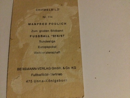 Sammelbild Bundesliga 66/67 Nr 114 Manfred Podlich - Bild 2 von 2
