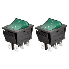 Lot de 2 interrupteurs à bascule DPDT - 6 connecteurs - Voyant vert lumineux ...