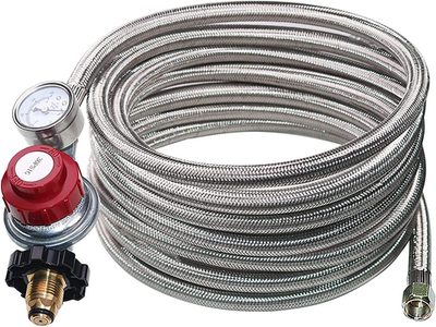 #ad #ad 12 Foot 0 30 PSI High Pressure Adjustable Propane Regulator with Gauge Indicator $50.33