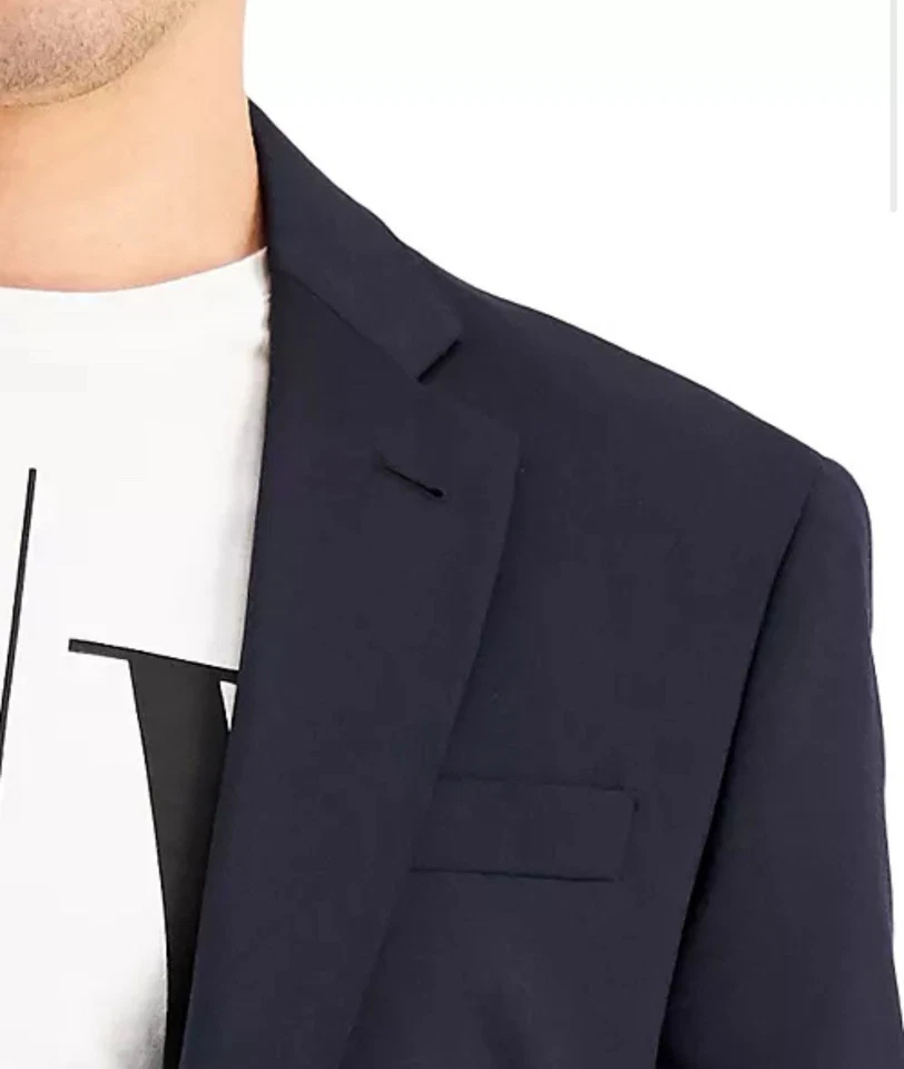 Nuevo traje de lana lisa azul marino ajustado Armani Exchange chaqueta separada 44L para hombre Foto 4 de 4