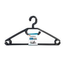 Beldray Pack of 20 Classic Plastic Clothes Hangers with Horizontal Bar, Black