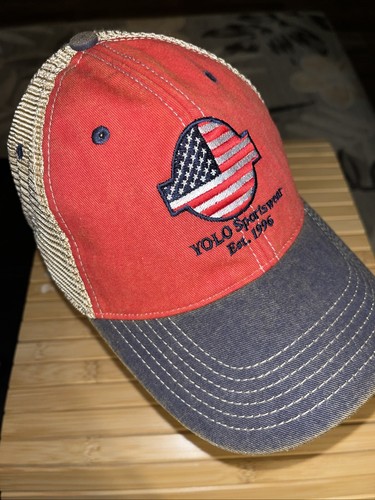 Vtg Legacy YOLO Sportswear patriotic mesh trucker cap