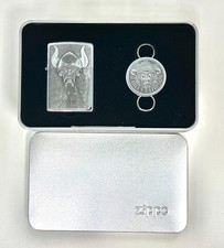Chrome Zippo Lighter Harley-Davidson #109, Viking w/ Key Ring