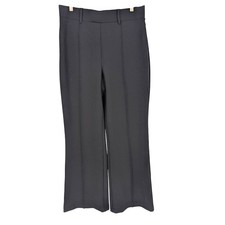 Quince Ultra Stretch Ponte Flare Leg Pants Women L Black High Rise Front Seam