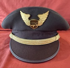 Vintage 2000’s UPS Airlines Pilot Cap Hat Original First Officer Wings Badge Pin