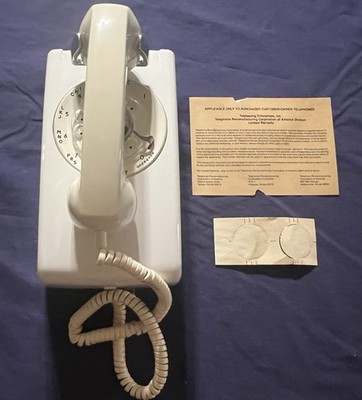 Vintage 1980s ITT Rotary Wall Telephone Phone 554 Maxi-Wall 357-5-410 White NOS
