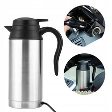 12V 750ml Auto Wasserkocher Teekocher Edelstahl Elektro Camping Tragbar Silber