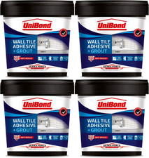 4x UniBond Wall Tile Adhesive & Grout Anti-Mould Waterproof Ready - GREY