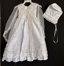 Vtg Toddler Girl 2T Baptism Gown Princess Wedding Christening Dress Cape Bonnet