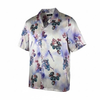 Nahmias Grape Swisher Silk Button Down Shirt SS23 Purple White Mens XXL NEW $730