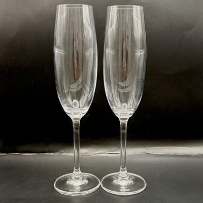 Crystalite Bohemia Diamond Faceted Crystal Champagne Flutes Set of 2 - 9.5''