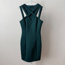 GUESS sz 2 Emerald Green Strappy Cutout Bodycon Dress Scuba Party