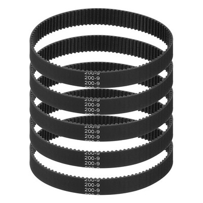 200mm GT-2 Timing Belt, 5pcs 9mm Width 2mm Pitch 3D Printing Closed Loop, Black