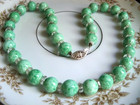 unique Vintage art deco jewelry necklace sterling peking apple mint green clear — photo 1