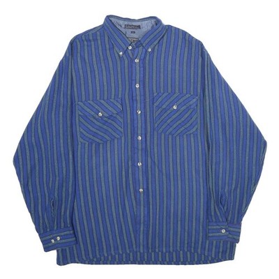 VAN HEUSEN Herren Blau Gestreiftes Hemd L Knopfleiste Langarm Casual Acryl