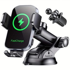 15W Wireless Car Charger Auto Clamp Phone Mount Dash Windshield Holder