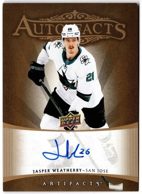 2022-23 UD Artifacts 2005-06 Retro Autofacts JASPER WEATHERBY RAF-JW Sharks Auto