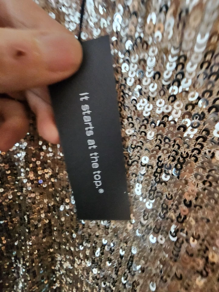 Blusa para mujer Cable & Gauge 1X con lentejuelas totalmente forrada diseño de fiesta bien hecha usada en excelente estado Foto 4 de 4