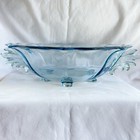 FOSTORIA GLASS BAROQUE #2496 AZURE BLUE 11”DIA. 4 Feet HANDLED BOWL  BEAUTIFUL!